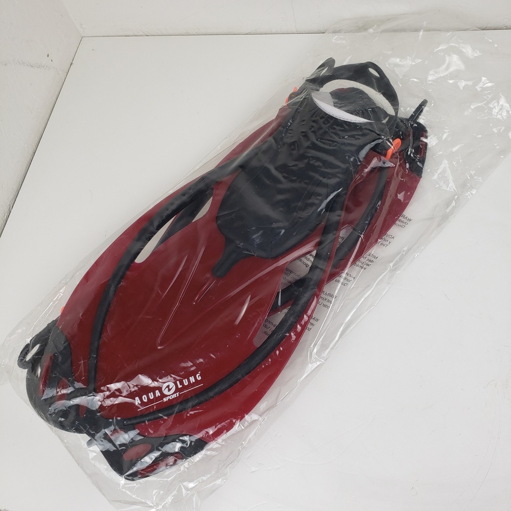 Aqua Lung Sport Snorkeling Fins Red Black Adjustable Open Heel S/M 4.5-8.5